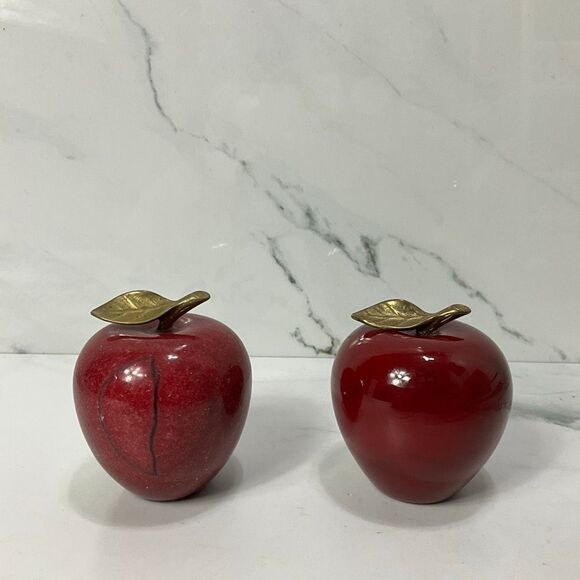 VINTAGE Marble Apples Set of 2 - Picture 3 of 4